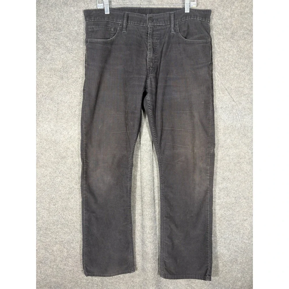 Levis 514 Straight Fit Corduroy Pants Mens 36x32 Gray Charcoal 00514-0375